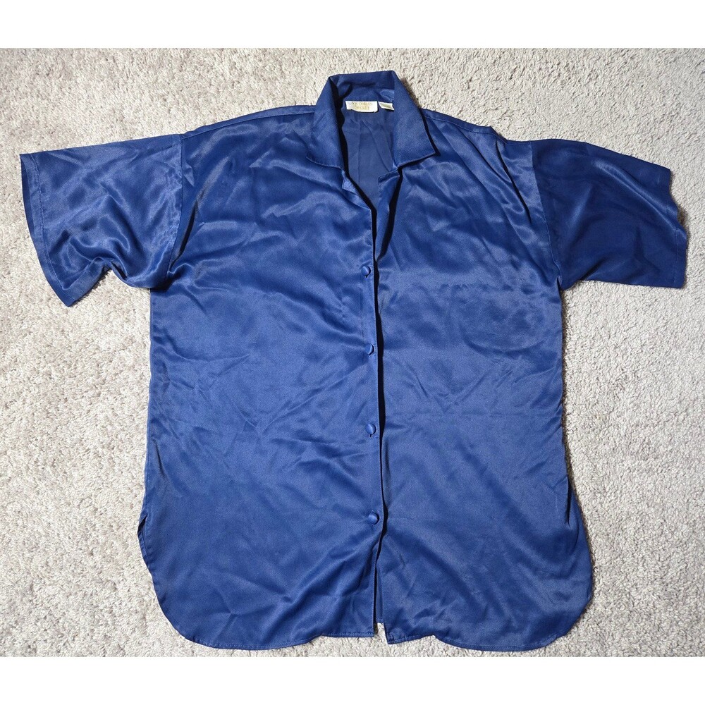 Victoria's Secret Gold Label Collar Sleep Shirt Oversized Silky Satin boudoir